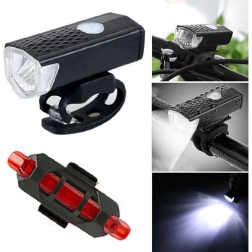 Bike Light Back Headlight Lamp Flashlight Plastic Bike Light USB LED Rechargeable Bicycle Light Set Waterproof Bike Taillight