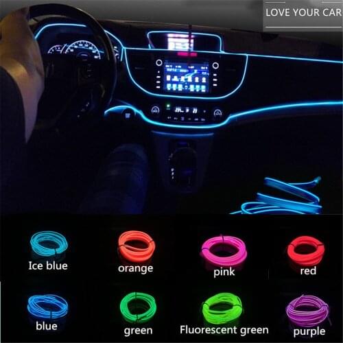 1M 3M 5M car EL Wire led strip Atmosphere light for DIY flexible AUTO interior Lamp Party decoration lights Neon strips 12V USB