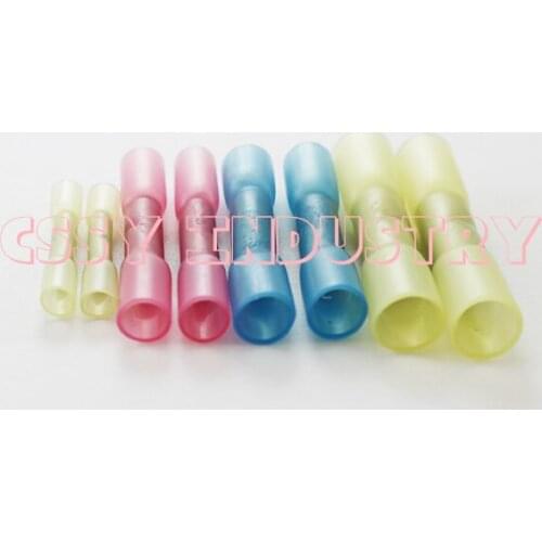 100pcs/lot BHT0.5 BHT1 BHT2 BHT5 Heat Shrink insulated terminal block Butt Connector 0.25-6mm2 22-10AWG Excellent Quality