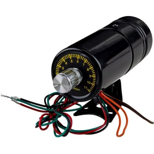 Universal Car Black 12V 1000-11000 RPM Adjustable Blue LED Tacho Gauge Tachometer Shift Light Lamp