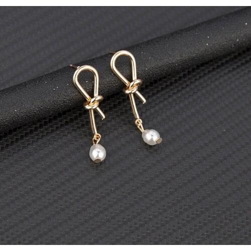 Korean Fashion Knot Pearl Drop Earrings Exquisite Fashion Simple Versatile Dangle Earrings Female Jewelry Gifts