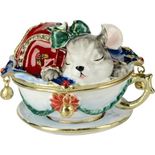 Vintage decoration box cute mouse animal jewerly trinket box ring box jewelry case gift box birthday Christmas gift animal decor