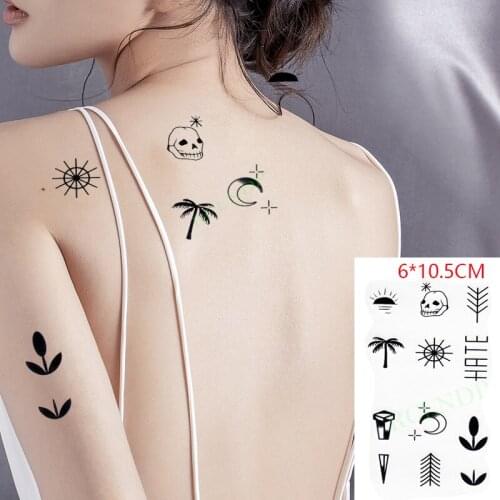Waterproof Temporary Tattoo Sticker Moon Tree Skull Flower Body Art Flash Tattoo Fake Tattoo for Women Men