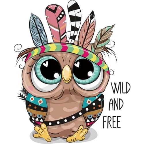 Funny Owl Iron On Patches Diy Cowgirl Decor Decals For Kids Clothes Washable Heat Transfer Applique