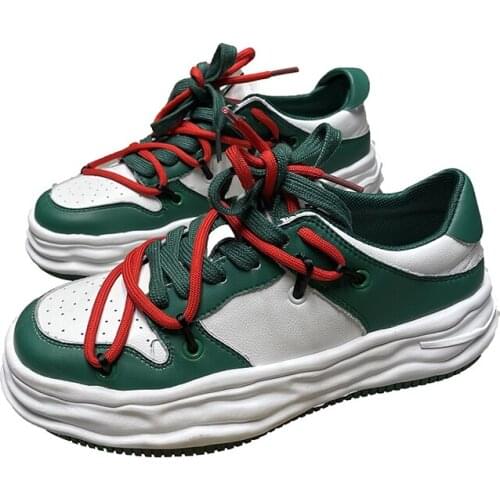 Cow Leather Women Sneakers Flat Platform Shoes summer Breathable Thick bottom casual Heighten Ladies sneaker 2021