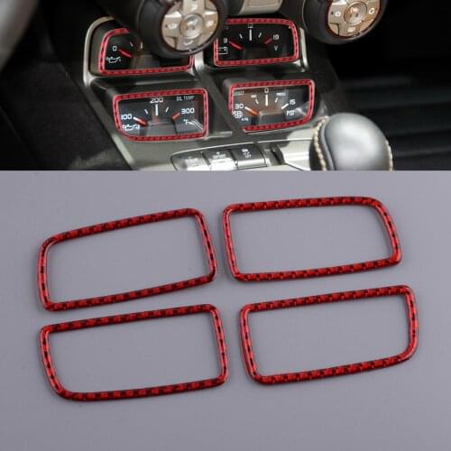1 Set Carbon Fiber Red Sticker Dashboard Console Volt Meter Oil Temp Panel Cover Fit for Chevrolet Camaro 2010 2011 2012-2015