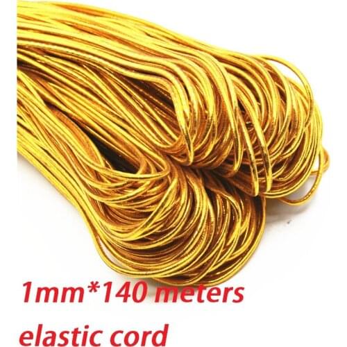 1mm golden elastic bungee string cord round twisted string rope 140 meters/roll DIY cords for jewelery finding garment hang tag