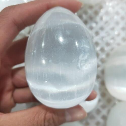 1pcs 6cm Natural White Selenite Egg Stone Polished Gypsum Crystal Egg Shape Stone Gemstone Natural Stones and Crystals