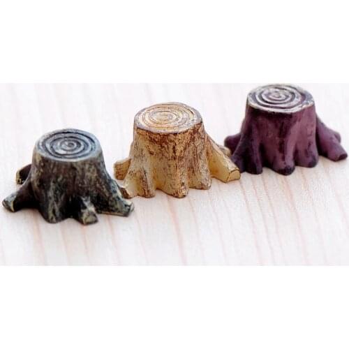 10PCS Miniature Figurines Crafts Decorations Resin Tree Stump Fairy Terrarium Christmas Xmas Party Garden Gifts Random Color