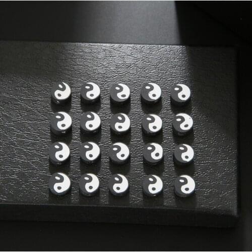 100 Pieces Yin Yang Handmade Beads Yin Yang Disc Spacer Beads 10 mm Soft Pottery Yin Yang Beads Tai Chi Spacer Beads