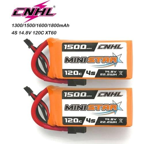 2PCS CNHL Lipo 4S 14.8V Battery 1500mAh 120C Ministar Series XT60 For FPV Drone Quadcopter Helicopter Airplane RC Car Boat