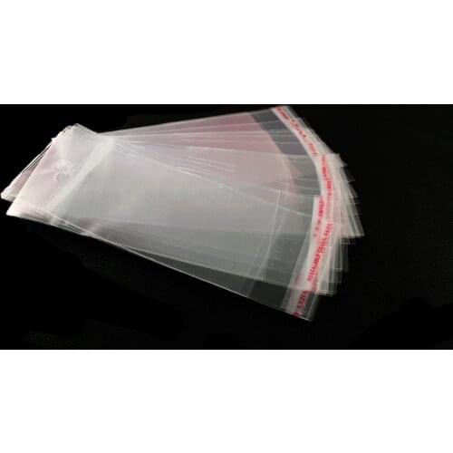 200 PCs Clear Self Adhesive Seal Plastic Bags Transparent Opp Packing Bags 6*14cm with hanging holes for beads packing
