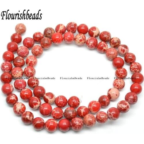 4mm~12mm Red Color Sea Sediment Jasper Stone Round Loose Beads