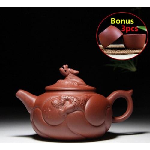400ml Zisha Kung Fu Tea Set Yixing Teapots Ceramic Purple Clay Tea Pot Chinese Handmade Tea Pot Set Porcelain with Gift Box