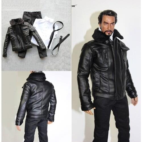 In Stock 1/6 Scale Male Figure Accessory Soldier Motorcycle Jacket Clothing Pants Belt Model for 12'' Body FT019