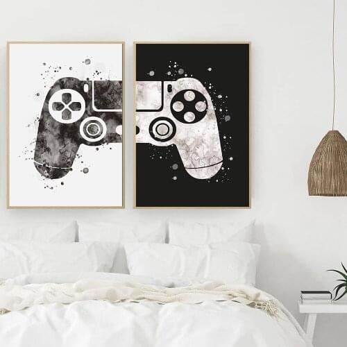 Watercolor Gamepad Illustration Posters and Prints Boys Wall Art Pictures Joystick Canvas Painting for Kids Room Home Decor
