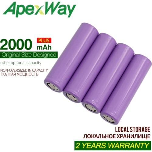 ApexWay 4PCS 3.7V 18650 2000mAh Rechargeable Battery li ion Batteries Bateria Li-ion Lithium Battery for Flashlight