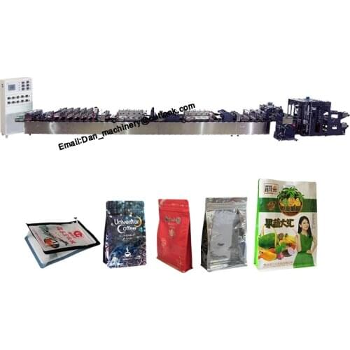 Automatic standing Zipper flat bottom bag making machine,eight side sealing bag making machine