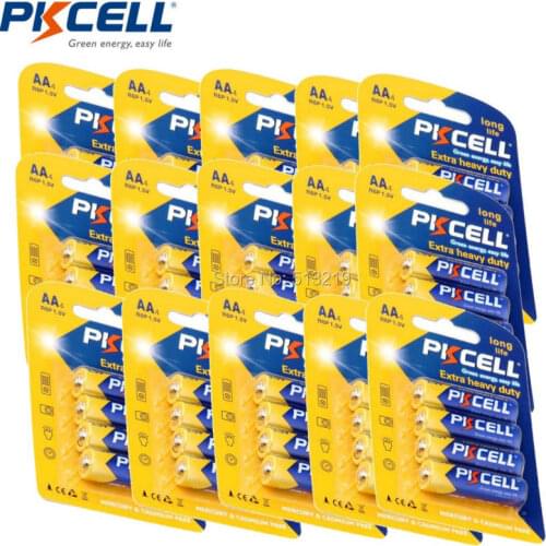 60 x AA Zinc Chloride Batteries R6P PKCELL MN1500 1.5V battery fourpack mercury/cadmium free Size:R6 E91 UM3 aa (Zinc carbon)