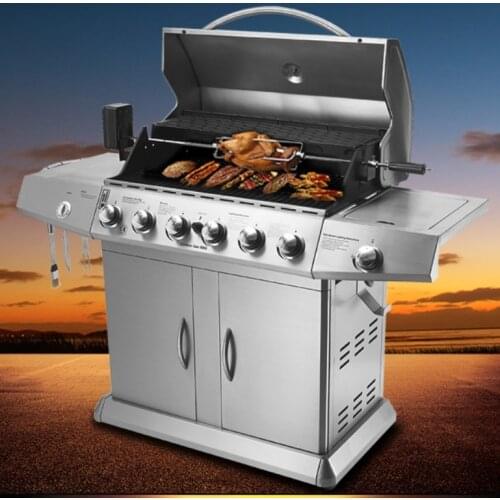 Free shipping by express HIGH-END configuration and perfect appearance outdoor gas bbq grillsix burner+side burner gas bbq grill