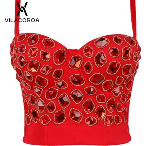 Gemstone Splice Shiny Tube Top Sling Camis Women Crop Tops Slim Corset Gathered Breast Shape Corset Nightclub Female Camisoles