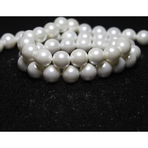 Wholesale Cream Shell Made Simulated Pearl Beads For jewelry Making 4/ 5/6/8/10/12/14 mm DIY Bracelet Necklace Strand 15.5