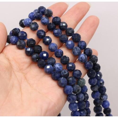 8mm Faceted Round Lapis Lazuli Beads Natural Semi-precious Stone Loose Beads for DIY Jewelry Making Necklace Bracelet Gift 14
