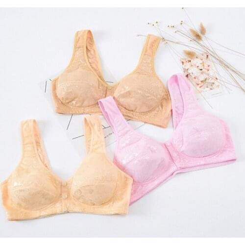 Cozy Women Bra Front Closure Wireless Cotton Underwear Lingerie Bralette Brassiere 3 Colors Size 34-46 Tops