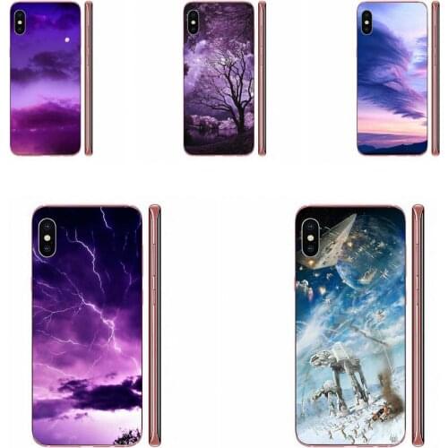 TPU Capa Cover For Sony Xperia Z Z1 Z2 Z3 Z4 Z5 compact Mini M2 M4 M5 T3 E3 E5 XA XA1 XZ Premium Infinity With Purple Sky