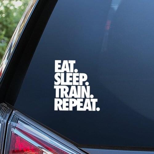 Black/Sliver Eat Sleep Train Repeat Text Sticker Art Vinyl Car Side Decor Pattern Stickers Removable Waterproof S250