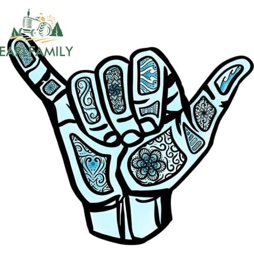 EARLFAMILY 13cm x 11.3cm for Hang Loose Printing Car Sticker Waterproof Decal Anime Motorcycle Decoration Graffiti Stickers