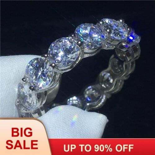 Classic Finger Promise ring Silver color Round cut 6MM AAAAA Sona Cz Engagement wedding band ring for women Men jewelry