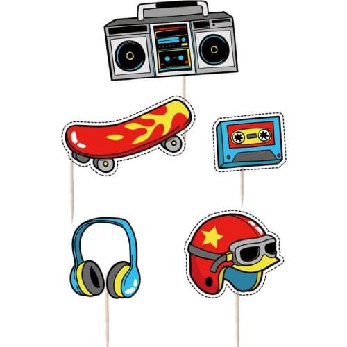 Skater boy birthday celebration cake is dressed up toothpick flag dessert table decoration brand 5 PCS