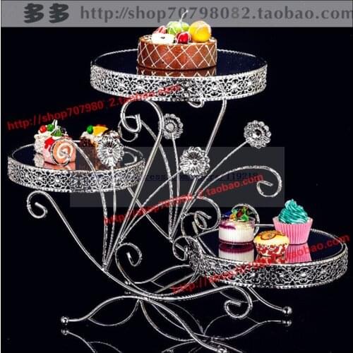 1PCS Creative large three-layer mirror cake table silver-plated multi-layer snack rack baking buffet dessert rack