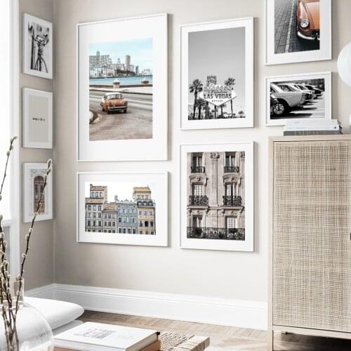 Wall Art Canvas Painting European Retro Building Race Car Nordic Posters And Prints Wall Pictures For Living Room Club Decor