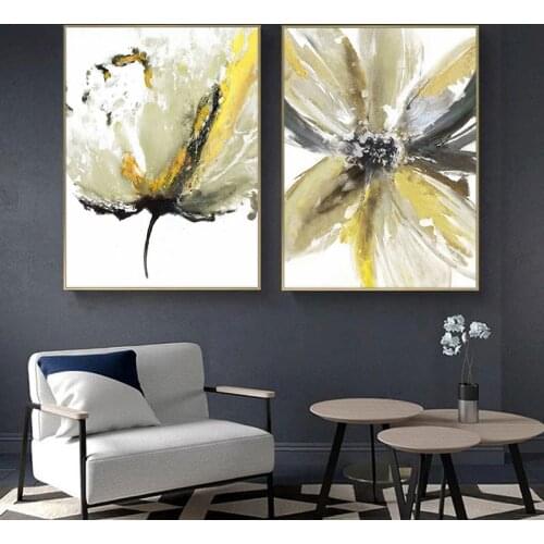 Nordic Style Plants Golden Green Leaves Canvas Painting Wall Art Print Abstract Poster Picture Modern Living Room Bedroom Decor