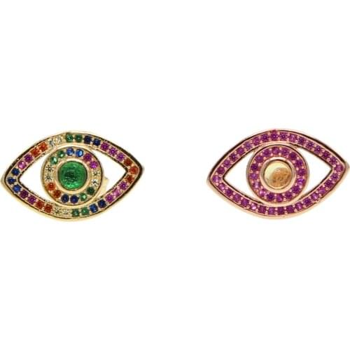 2019 new arrived gold color metal turkish evil eye stud stud earring for women green red cubic zirconia rainbow gorgeous jewelry
