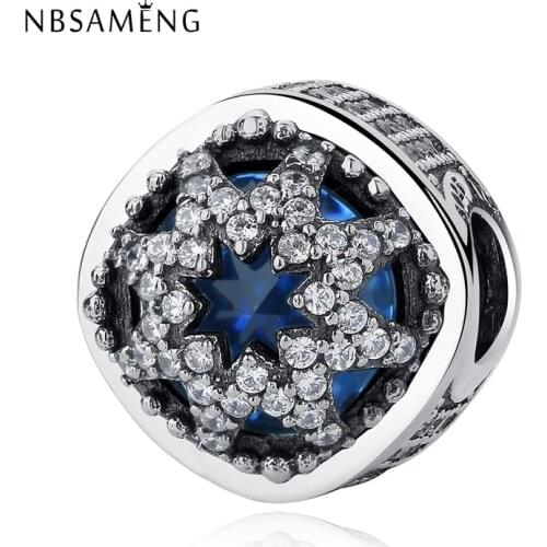 Authentic 100% 925 Sterling Silver Bead Glacial Beauty Blue Crystals Charms Fit Original Bracelet DIY Women Jewelry Gift