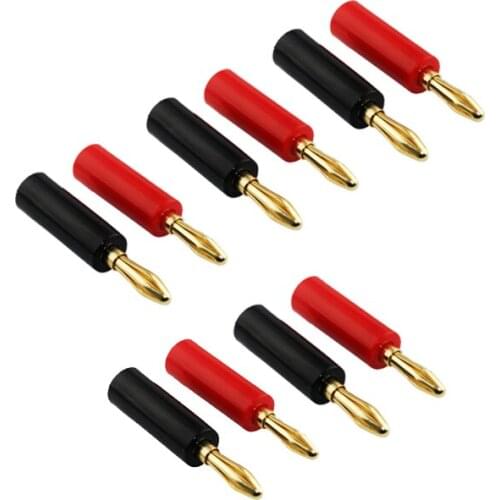10pcs/ lot Gold Plated 4mm Amplifier Musical Speaker Cable Wire Pin Screw Banana Plug 4mm
