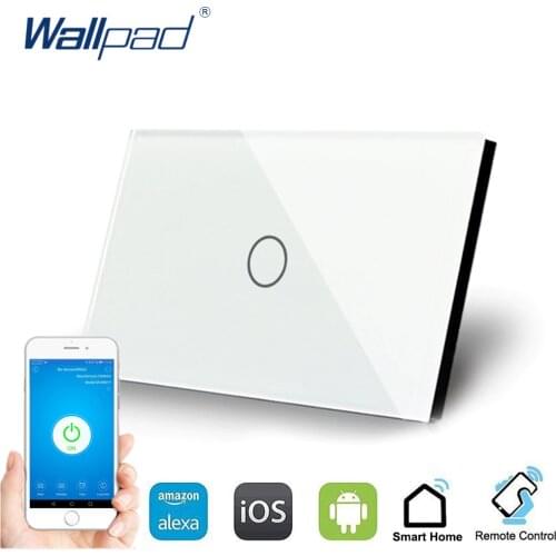 WIFI Control Touch Switch Wallpad 1 Gang 1 Way US Wall Switch Crystal Glass Panel Smart Home Alexa Google home IOS Android