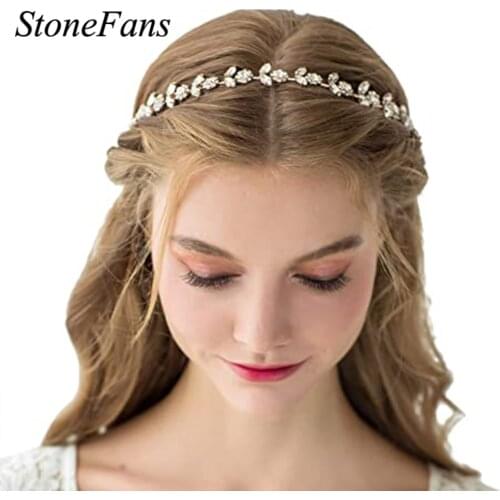 Stonefans Bride Headdress Crystal Flower Tiaras and Crowns Rhinestone Headband Crown Headpiece Bridal Wedding Hair Accessories