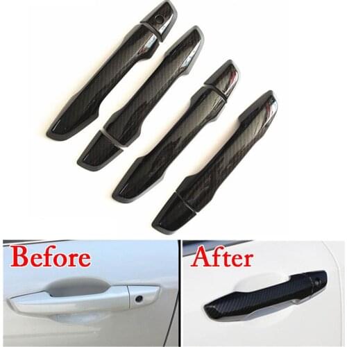 Carbon Fiber Color Exterior Door Handle Cover Trim ABS Overlays Anti-collision Car Styling Accessories For Honda CRV C-RV 2017