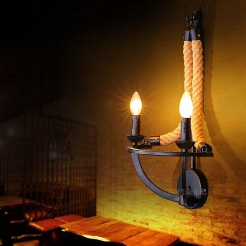 Vintage Retro Hemp Rope Wall Lamps Loft Industrial American Style Home Corridor Aisel Deco Wall Sconce Lights Fixture Luminaire