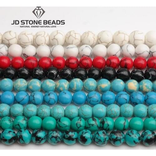 Green Turquoise Beads White/Blue/Red Color Dyed Stone Handmade Necklace Pendants Accessory 4~18mm Pick Size For Jewelry Making