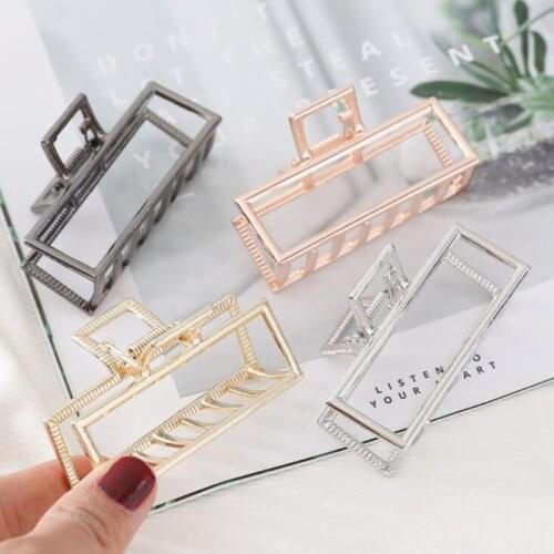 Women Girls Geometric Hair Claw Clamps Metal Hair Crab Headwear Hair Claw Clip Solid Color Hairpin Large Size Hair Accessories
