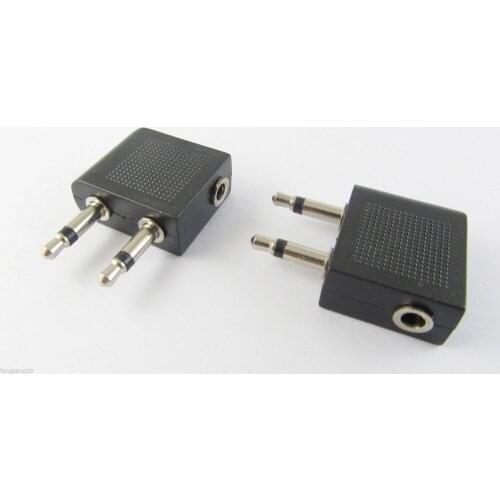 1pcs 3.5mm To 2x 3.5mm Airline Airplane Headphone Earphone Audio Adapter Connector