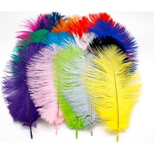 Trendy 10pcs 20-25cm Random Mix Color Ostrich Feathers for DIY Jewelry Craft Making Party Decor Accessories Wedding Decorations
