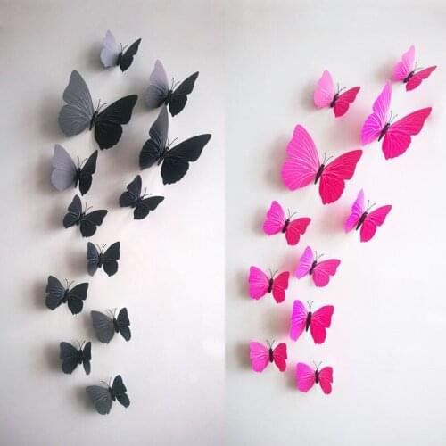 12 Pcs 3d Simulation Butterfly Wall Sticker Wedding Room Kids Room Wall Decals Home Festive Decoration DIY Stickers On the Wall