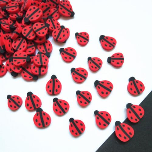 20g/Lot 1cm Ladybird Ladybug Polymer Clay for Crafts plastic klei Tiny Cute Mud Particles Red with Black Spots