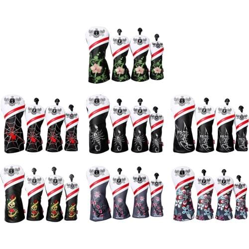 4pcs Golf Wood Headcover Durable PU Golf Club Head Covers Waterproof Driver Club Protector Guard Golfer Gift for Men Women Accs